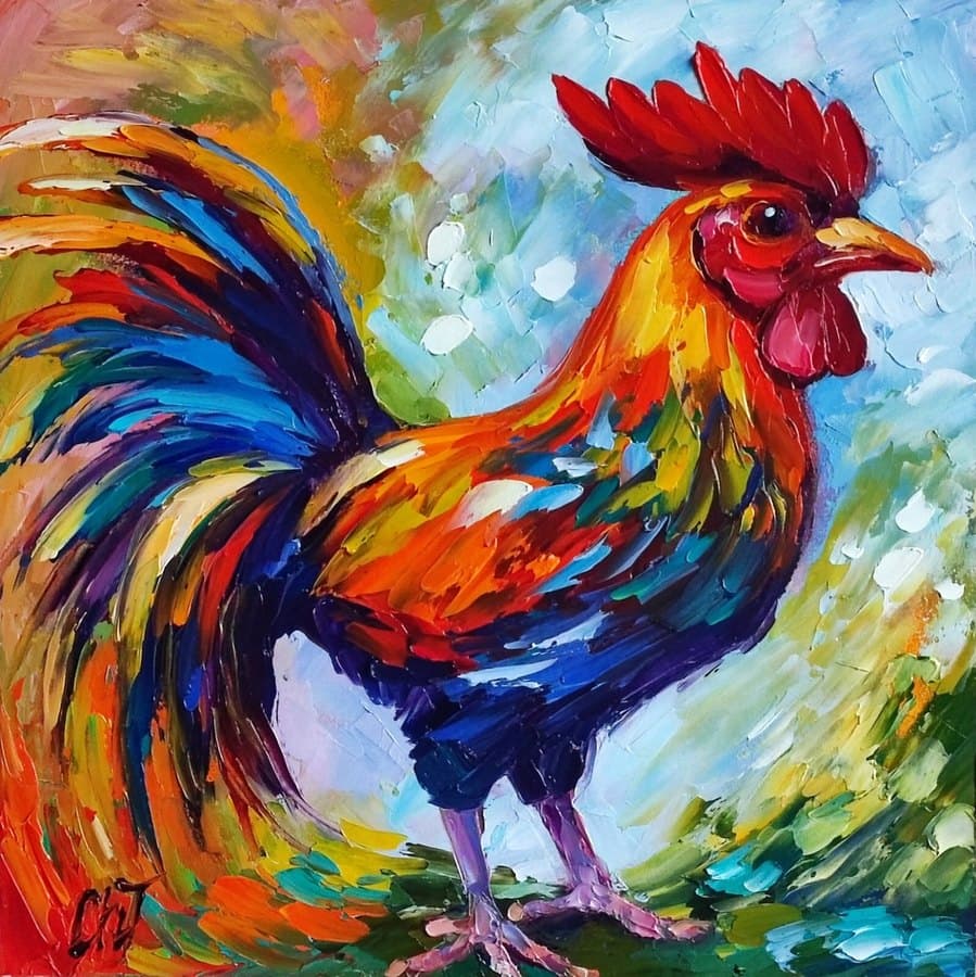 De Colores rooster painting