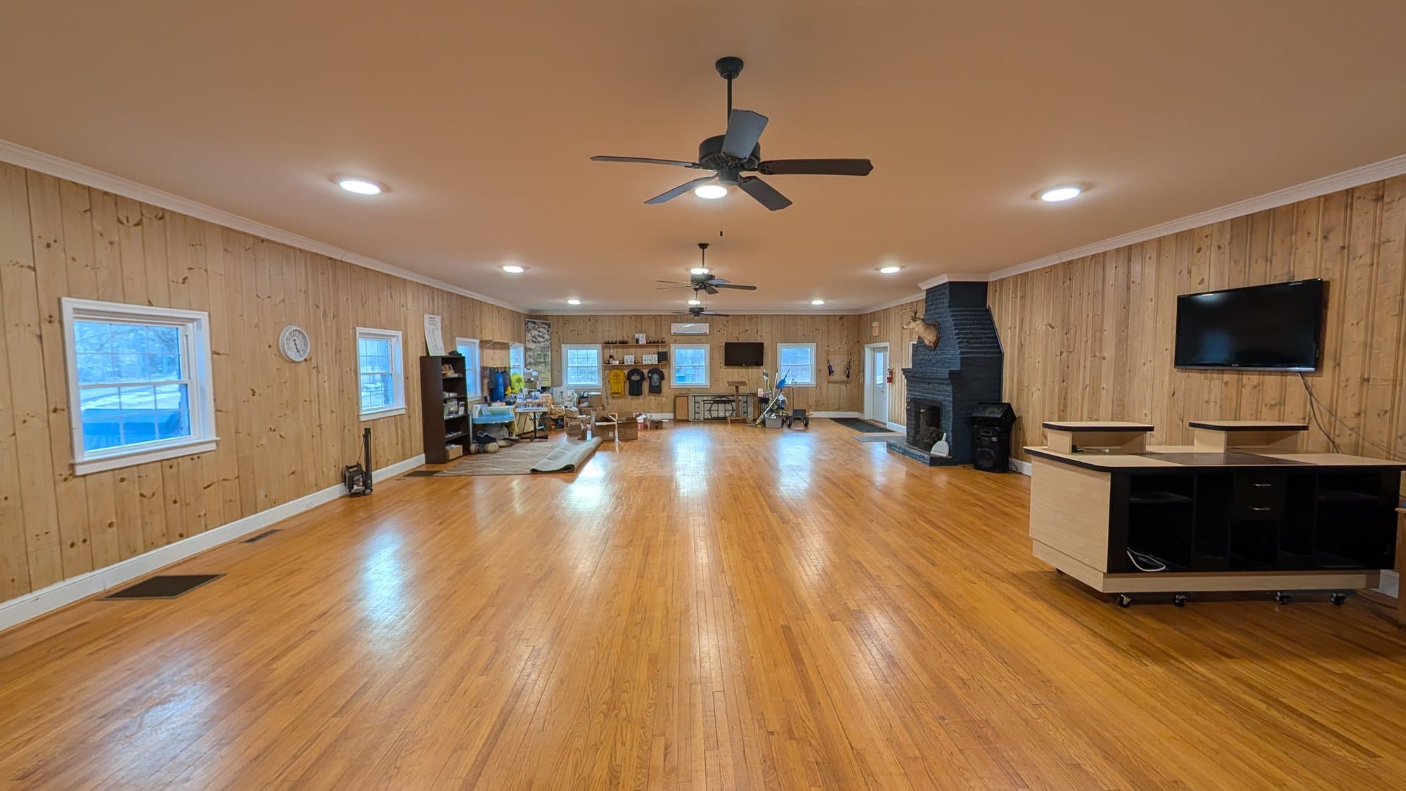 The wood-paneled classroom at Springs of Life Camp